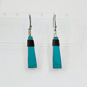 HOB Mexican sterling silver & copper turquoise earrings - GM380